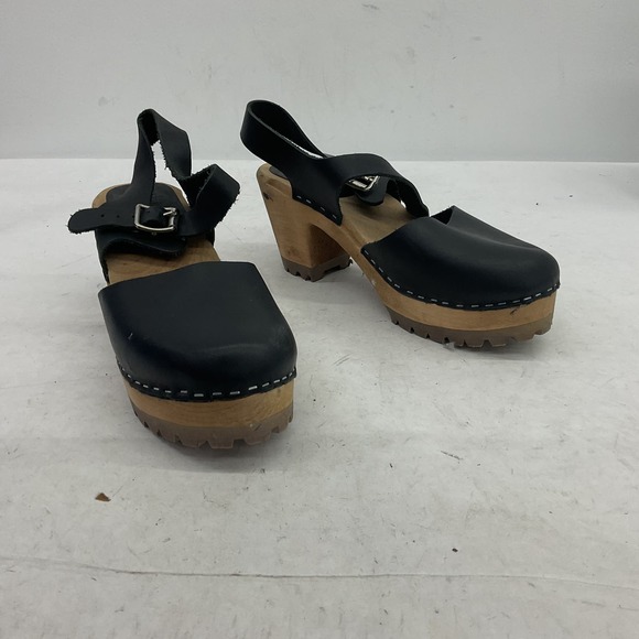 MIA Shoes - Mia Black Leather Slingback Heels - Women's Size 8.5